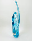 1950s MURANO TURQUOISE BLUE SPATTER GLASS FLAME BASKET/VASE