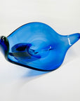 X-LARGE 1940s URANIUM MURANO BLUE SOMMERSO GLASS BOWL