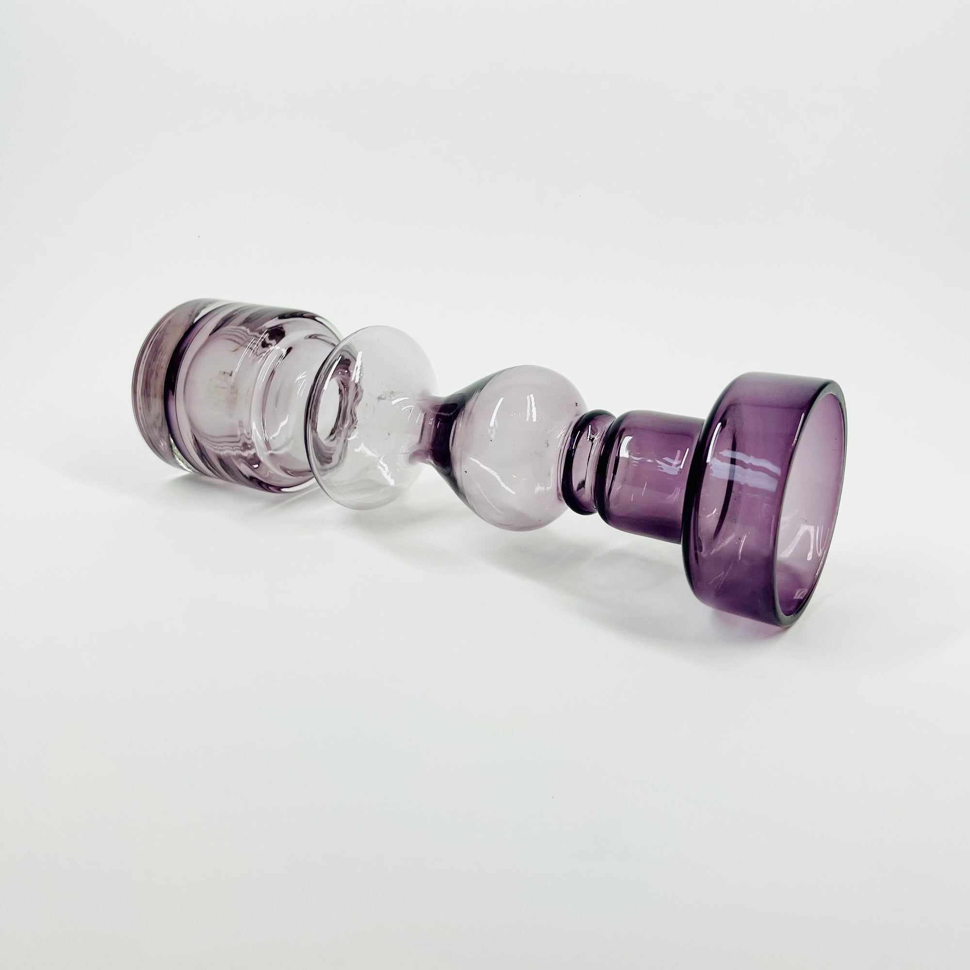 1960s SWEDISH ASEDA PURPLE SOMMERSO GLASS CANDLE HOLDER/POSY VASE