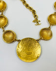 1980s CHANEL ESTRUCAN STYLE LOGO MEDALLION NECKLACE