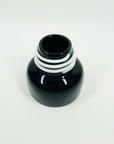 1980s AUSTRALIAN HAND MADE BLACK GLASS POSY VASE WITH WHITE WIRING