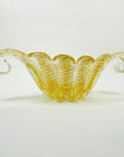 1940s BAROVIER GOLD SOMEMRSO GLASS BOWL WITH SCROLL HANDLES