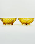 ART DECO PRESSED AMBER GLASS FOOTED DESSERT BOWL