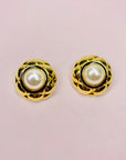 1980s QUILTED PEARL HALO CLIP ON EARRINGS