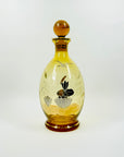 1940s AMBER GOLD SILVER GILDED GLASS DECANTER SET