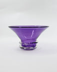 1980s AUSTRALIAN MOUTH BLOWN WIRED PURPLE ART GLASS BOWL BY STEPHEN MORRIS