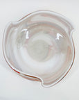 1970s JAPANESE ORANGE SWIRLS CASED WHITE GLASS PINCHED BOWL