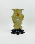 ANTIQUE HAND CARVED CHINESE RELIEF SCULPTURE ON A STAND