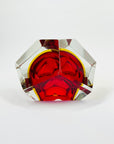 1950s FACETED MURANO RED YELLOW GEODE BOWL