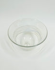 1980s AUSTRALIAN MOUTH BLOWN CLEAR MILKY WHITE SWIRL ART GLASS MINI BOWL/VASE