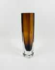 1960s SWEDISH ASEDA BROWN SOMMERSO GLASS BLOCK VASE BY BO BORGSTROM