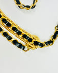 1990s CHANEL MATELASSE BLACK LEATHER GOLD PLATED LOGO BELT