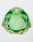 1920s LIGHT GREEN YELLOW SOMMERSO FACETED GLASS BOWL/ASHTRAY