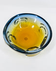 1960s MURANO BLUE AMBER SOMMERSO GLASS PINCHED BOWL/ASHTRAY
