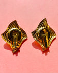 1980s TRAPEZOID CLIP ON EARRINGS WITH SOLITAIRE DIAMANTE