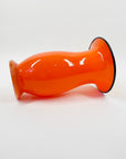 ANTIQUE CASED ORANGE GLASS POSY VASE WITH BLACK RIM