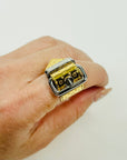 VINTAGE LOUIS VUITTON COSTUME TWO TONE MONOGRAM BUCKLE RING