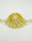 1940s BAROVIER GOLD SOMEMRSO GLASS BOWL WITH SCROLL HANDLES