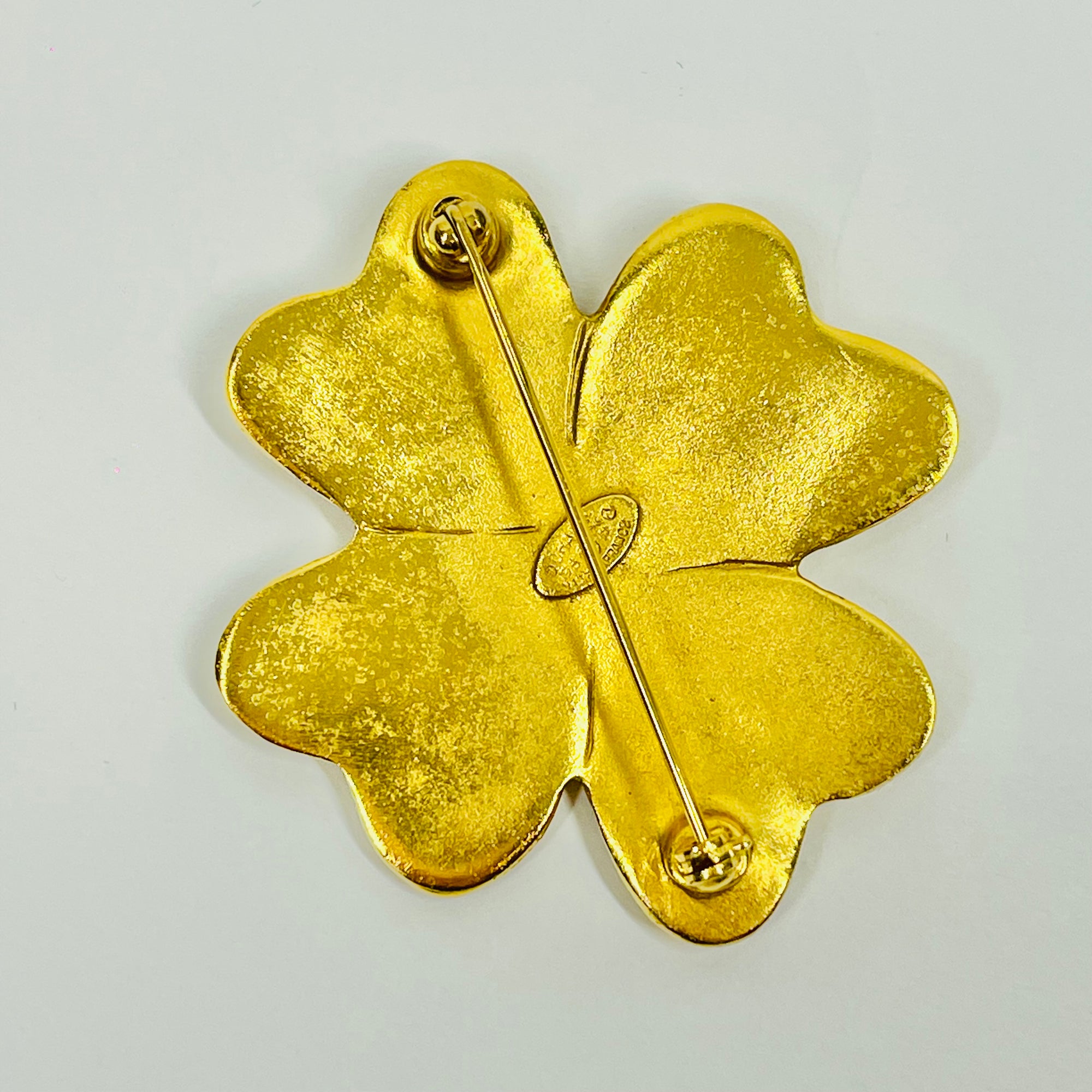 1995 CHANEL CC LOGO MARK CLOVER BROOCH