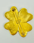 1995 CHANEL CC LOGO MARK CLOVER BROOCH