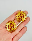 VINTAGE HERMES FANTASIE LOGO BUTTON CLIP ON EARRINGS