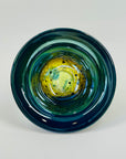ABSTRACT ART GLASS SMALL BOWL BY ROLLIN KARG
