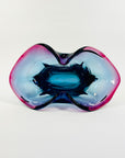 1970s MURANO PURPLE BLUE PINK TIE DYE LIP BOWL