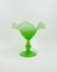 ANTIQUE 1895 IVIMA PORTUGAL RUFFLE RIM GLASS COMPORT