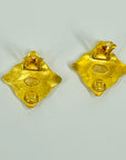 1998s CHANEL CC LOGO MARK RHOMBUS CLIP ON EARRINGS