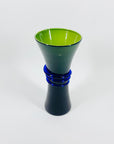 ANTIQUE MURANO COBALT BLUE CASED GEEEN GLASS POSY VASE