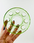 ANTIQUE GREEN DEPRESSION URANIUM GLASS FLOWER FROG