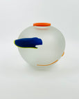 1980s HAND MADE MEMPHIS MILANO STYLE SATIN GLASS SQUAT VASE