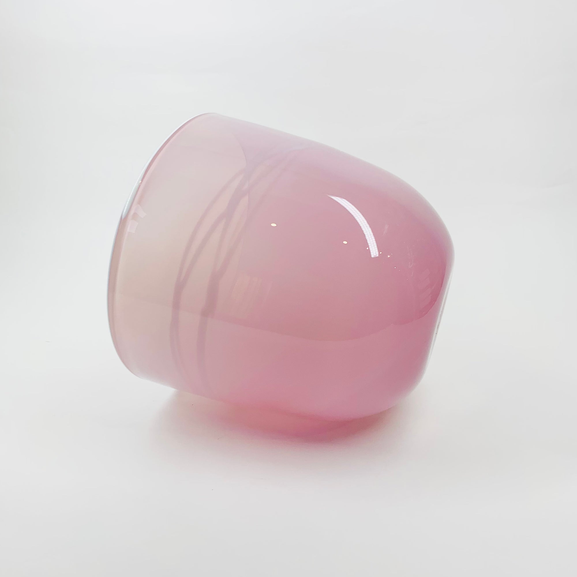 MOUTH BLOWN PINK ART GLASS BOWL