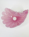 1950s PINK MURANO OPALINE GLASS SHELL BOWL WITH PEARL