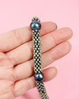 SILVER CLUSTER BLACK PEARL NECKLACE