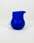 1980s MOUTH BLOWN COBALT BLUE SPATTER GLASS JUG