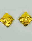 1998s CHANEL CC LOGO MARK RHOMBUS CLIP ON EARRINGS