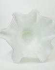 1960s MURANO CASED WHITE RUFFLE RIM HANDKERCHIEF GLASS VASE MILLEFIORI