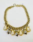 1980s COSTUME PEARLS DIAMANTÉ CHARMS NECKLACE