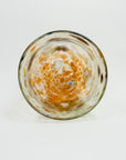 1980s AUSTRALIAN MOUTH BLOWN ORANGE BLACK WHITE SPATTER ART GLASS MINI BOWL/VASE