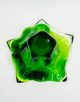 1970s JAPANESE GREEN SOMMERSO GLASS STARFRUIT BOWL