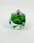 1940s GREEN BLUE MURANO SOMMERSO FACETED GLASS LIGHTER BOX