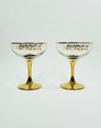 1950s GOLD GILDED CHERRY BLOSSOMS GLASS COUPE