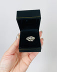1950s 9K MIXED 14K WHITE YELLOW GOLD DIAMOND SAPPHIRE SNOW LEOPARD RING (M)