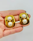 1992 GUCCI DOUBLE PEARLS CLIP ON EARRINGS