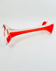 1970s JAPANESE CASED WHITE ORANGE RED RUFFLE GLASS VASE