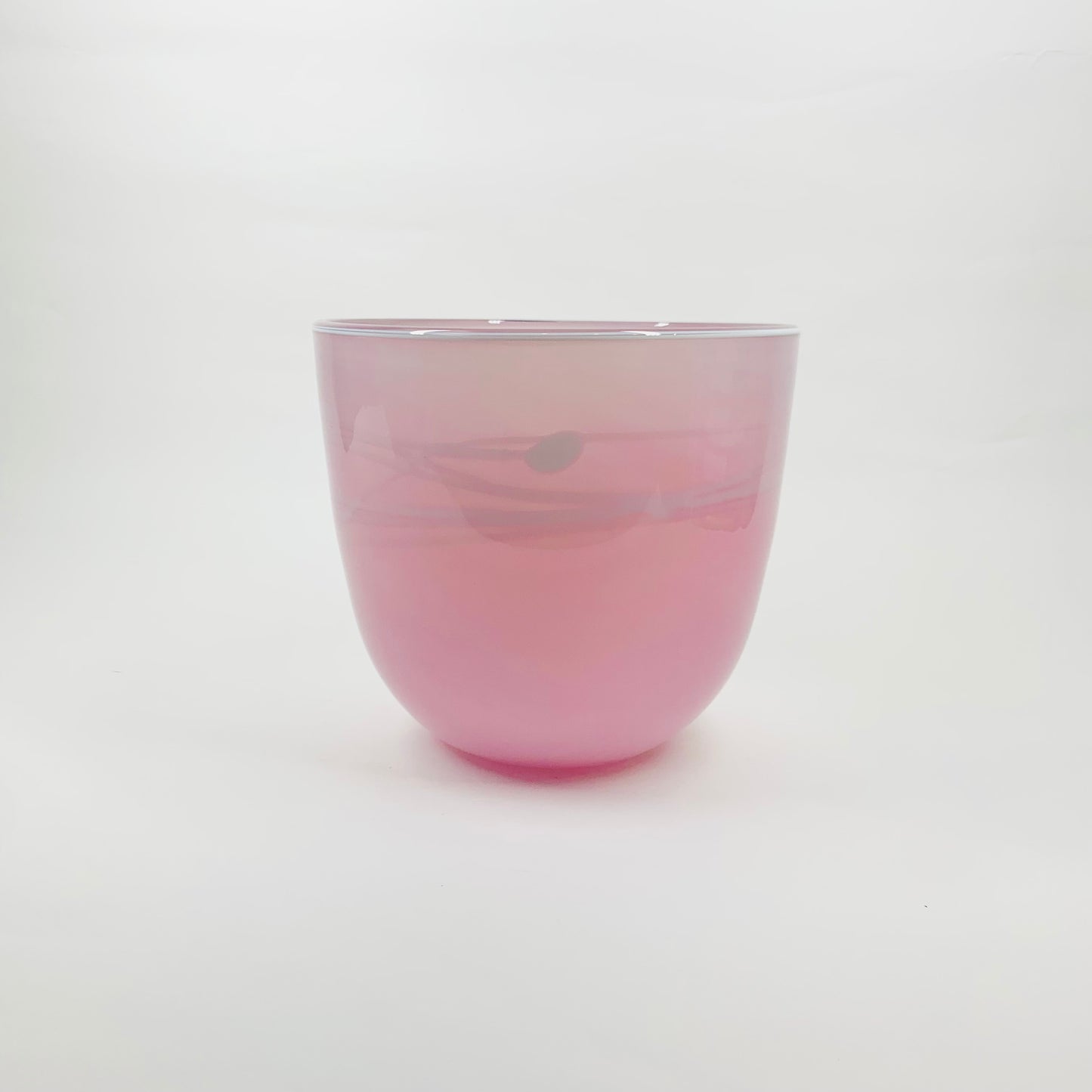 MOUTH BLOWN PINK ART GLASS BOWL