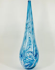 1980s MURANO MOUTH BLOWN BLUE SPATTER BOTTLE VASE