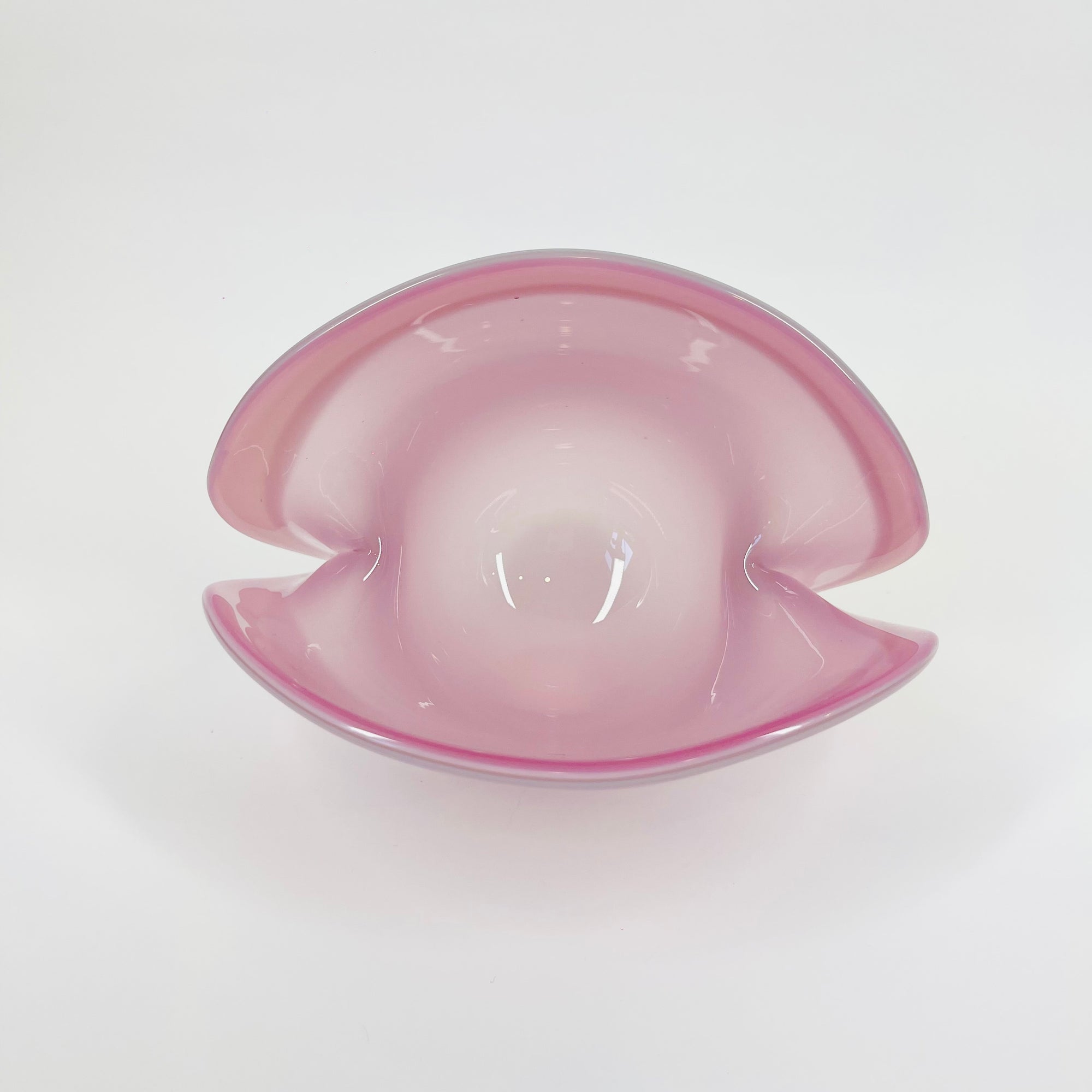 1950s PINK MURANO OPALINE GLASS SHELL BOWL