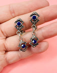 ANTIQUE SILVER LAPIS EARRINGS